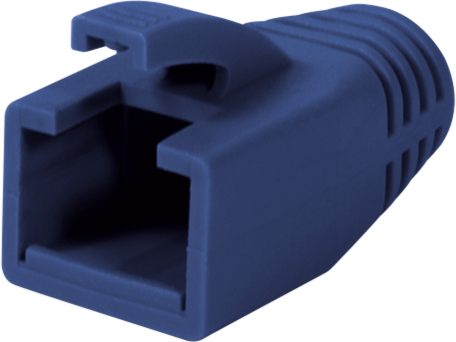 Blød hætte til RJ45 modularstik - 8mm, Blå (50 stk.)