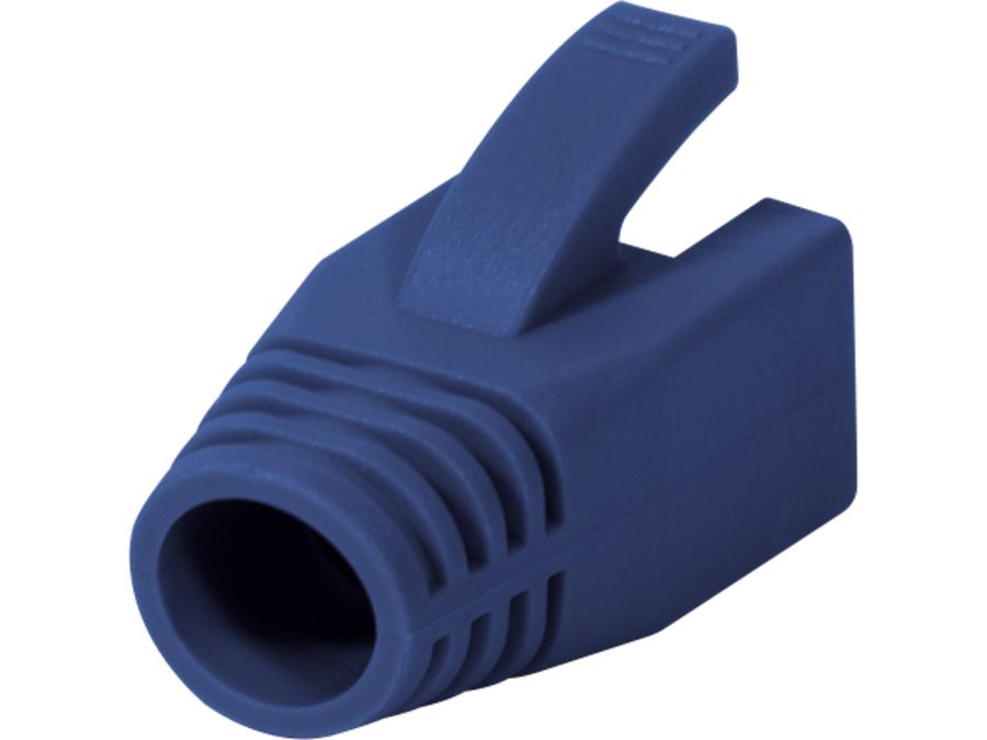 Blød hætte til RJ45 modularstik - 8mm, Blå (50 stk.)