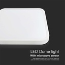 18W LED Dome Lys med Sensor, Samsung Chip, 4000K, Firkantet, Hvid Ramme, IP44 Beskyttelse