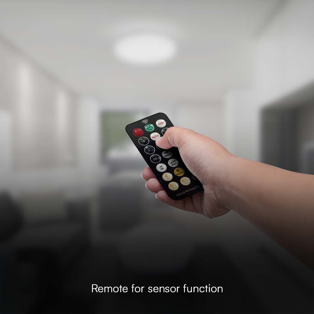 18W LED Dome Lys med Sensor, Samsung Chip, 4000K, Firkantet, Hvid Ramme, IP44 Beskyttelse