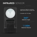 Sort Infrarød Bevægelsessensor med IP65 beskyttelse (Maks: 1000W LED)