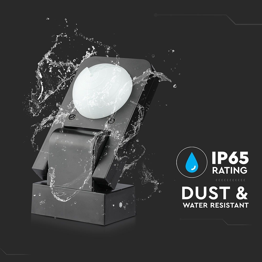 Sort Infrarød Bevægelsessensor med IP65 beskyttelse (Maks: 1000W LED)