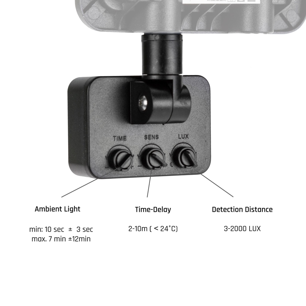 20W LED projektør m. sensor 4000K 1750 Lumen