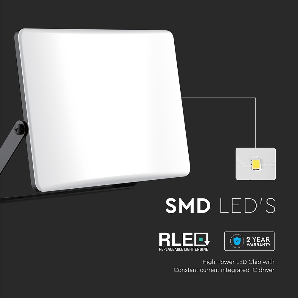 VT-44107CCT LED projektør 100W - mælkehvidt PC-dæksel, justerbar farvetemperatur (CCT 3-i-1)