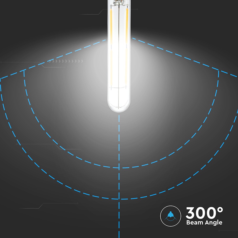 LED pære 4W E14 T20 klar glas 6500K - Vt-2204 LED kultråds, 400lm, RA80