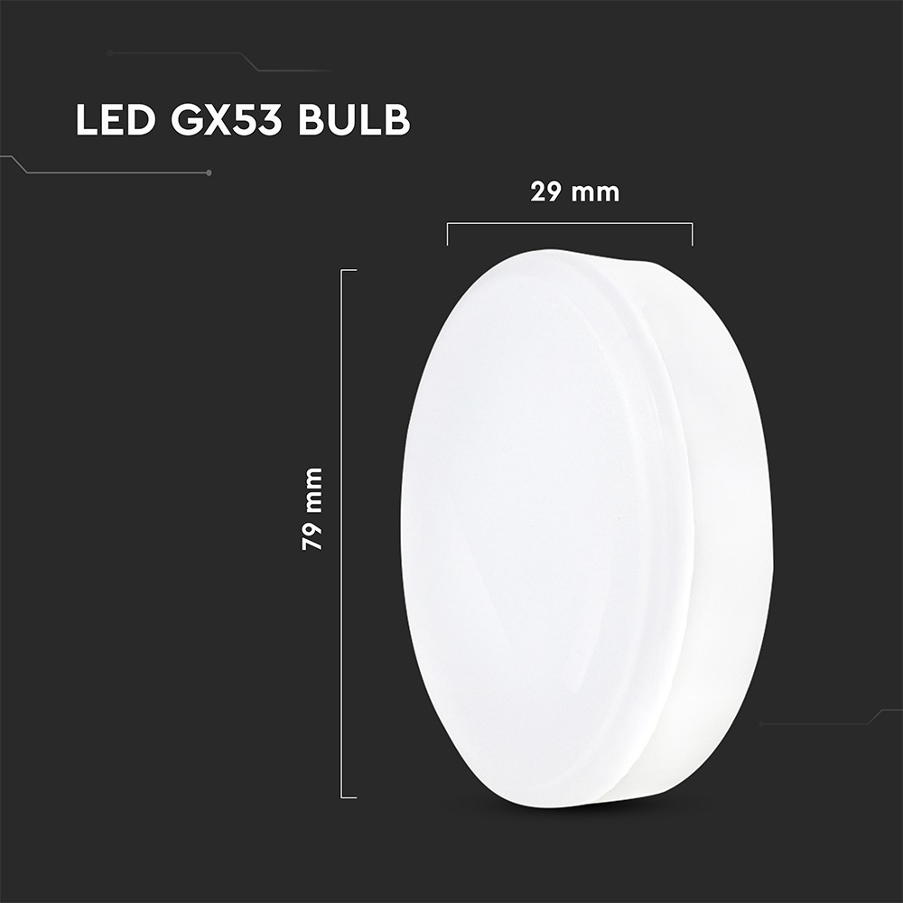 Vt-207 LED Pære 6.4W GX53 Fatning - Plast, 3000K, 560lm, RA80