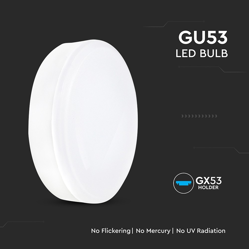 Vt-207 LED Pære 6.4W GX53 Fatning - Plast, 3000K, 560lm, RA80