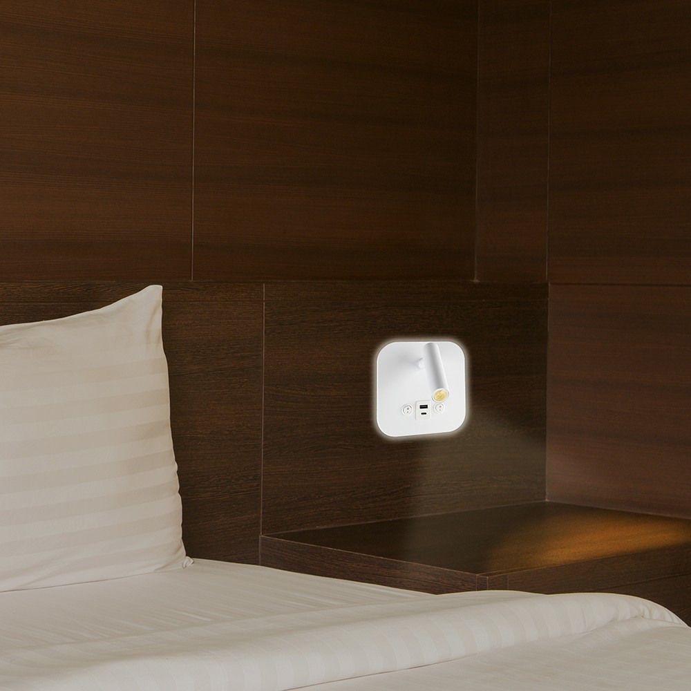 VT-80068 LED sengelampe med USB/PD opladning, Cree-chip, 3000K, hvid