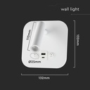 VT-80068 LED sengelampe med USB/PD opladning, Cree-chip, 3000K, hvid