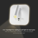VT-80068 LED sengelampe med USB/PD opladning, Cree-chip, 3000K, hvid