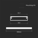 2000mm VT-71001 monteringssæt med diffuser til LED strip, sølv, 40x10mm, V-Tac Pro serie, 5 års garanti