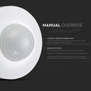 Hvid Infrarød Bevægelsessensor med Manuel Tilsidesættelse - Maks. 300W LED