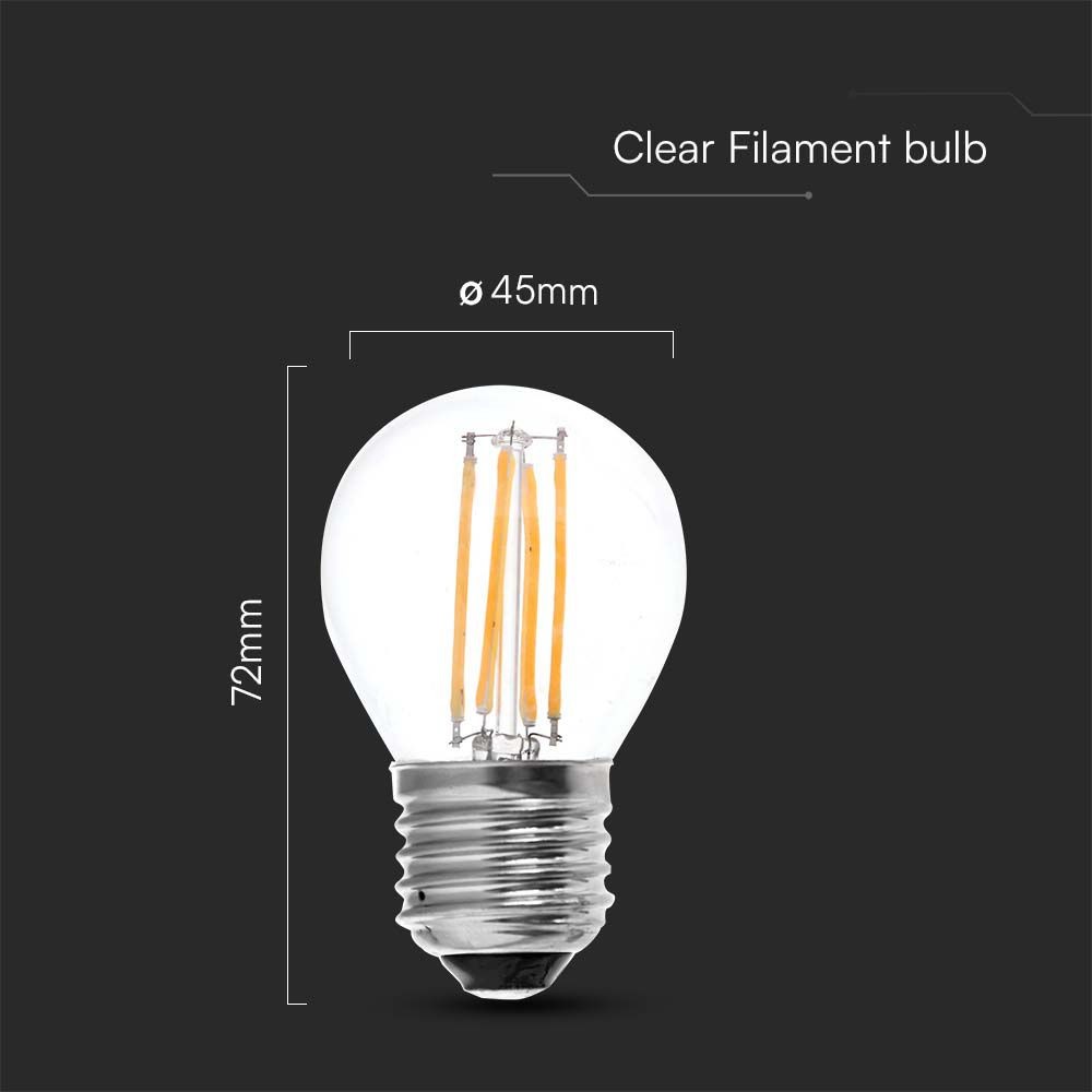 6W G45 LED Pære E27 - Kultråd, Klar Dæksel, 3000K, 600lm, RA80 - Energibesparende og stemningsfuldt lys til dit hjem.
