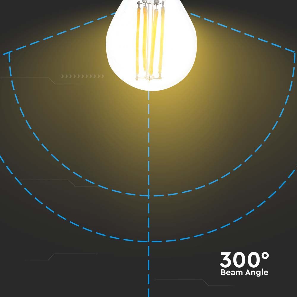 6W G45 LED Pære E27 - Kultråd, Klar Dæksel, 3000K, 600lm, RA80 - Energibesparende og stemningsfuldt lys til dit hjem.