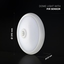 Vt-13 LED Kupellampe 12W med PIR sensor, Cree chip, 4000K, hvid hus - 1000lm, RA80