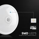 Vt-13 LED Kupellampe 12W med PIR sensor, Cree chip, 4000K, hvid hus - 1000lm, RA80
