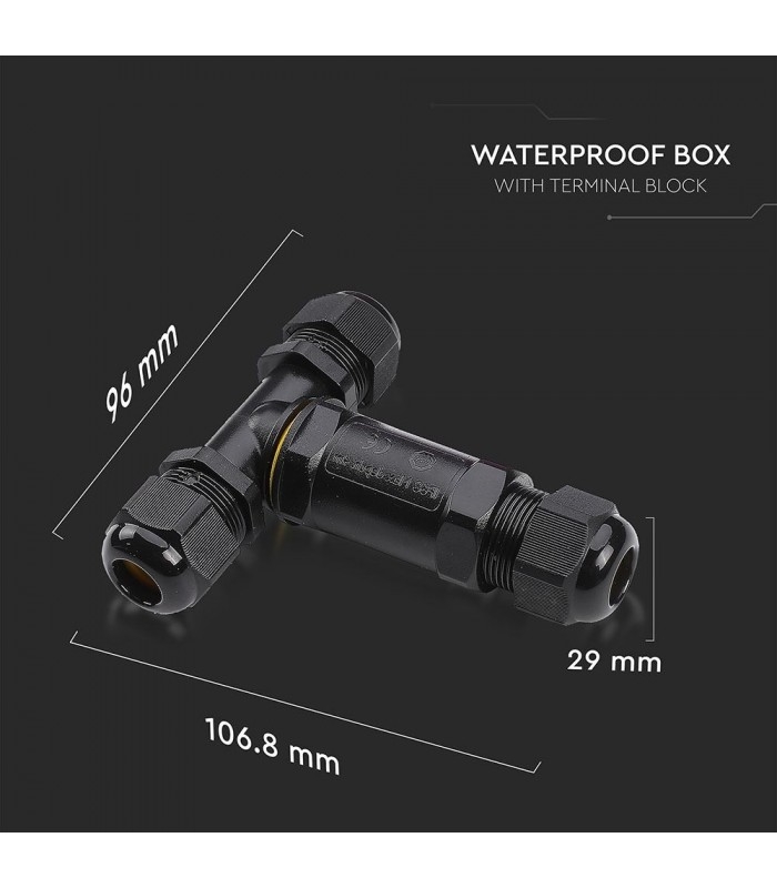 Vandtæt T-kabelsamler IP68 - sort