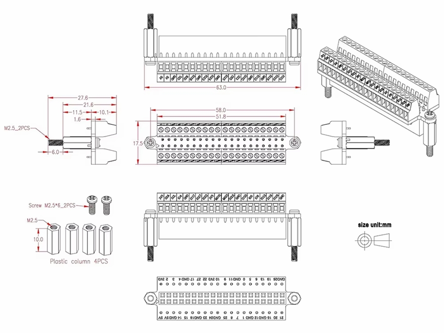 GPIO Skrueterminal Breakout til Raspberry Pi 4B/3B+/Zero 2W
