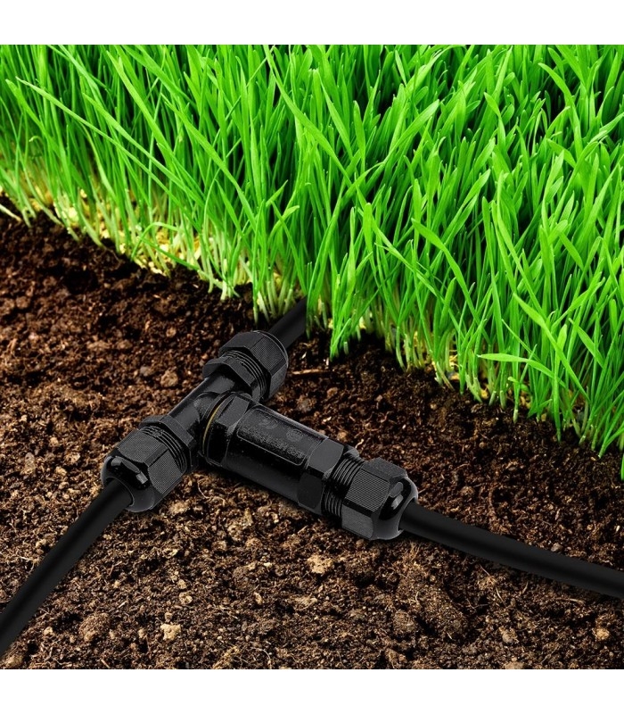 Vandtæt T-kabelsamler IP68 - sort