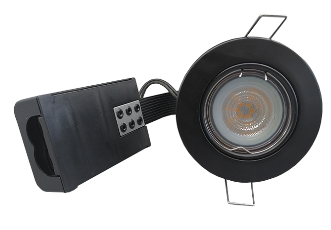 Indbygningsspot m 5W Philips dæmpbar LED pære 3000K - Mat sort