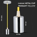 E27 Krom Metal Pendellampe - Gul