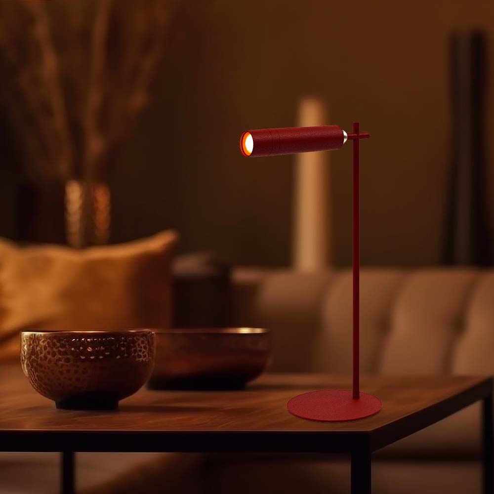 3W LED Bordlampe med magnetisk base, lysfarve 4000K og rød hus