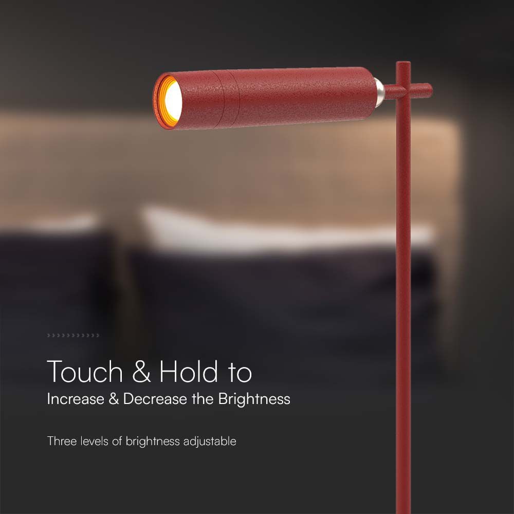 3W LED Bordlampe med magnetisk base, lysfarve 4000K og rød hus