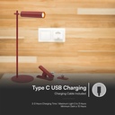 3W LED Bordlampe med magnetisk base, lysfarve 4000K og rød hus