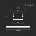 Monteringssæt til LED-strip med diffuser, sølv, 2000mm, VT-71007, indbygget, 17x10mm, V-Tac Pro, 5 års garanti