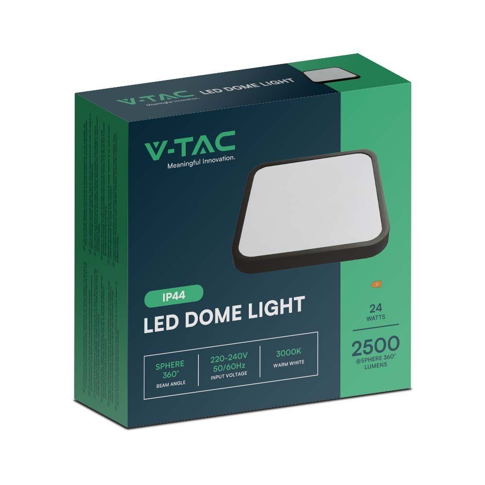 V-Tac 24W LED loftslampe - 29,5 x 29,5cm, sort kant, inkl. lyskilde (2500lm, RA80)