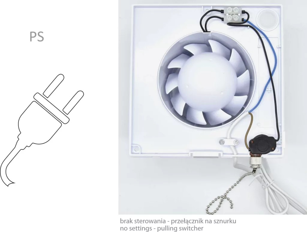 Vægventilator - pRestige Ø150 m. lukker, trækafbr., 20W