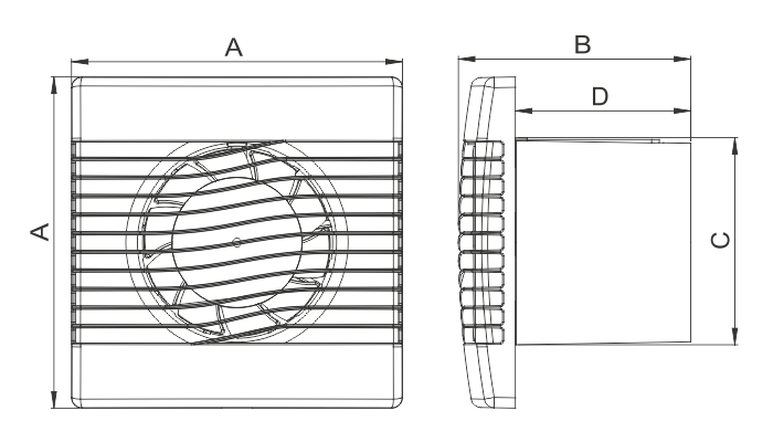 Vægventilator pRim Ø120 TS - Tidsafbryder, 16W, 158m3/h