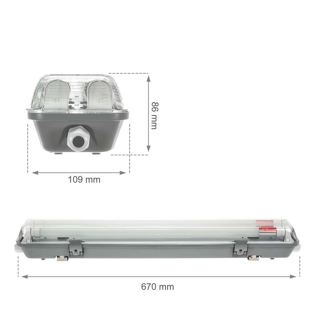 Limea LED armatur for LED rør 2x60cm IP65