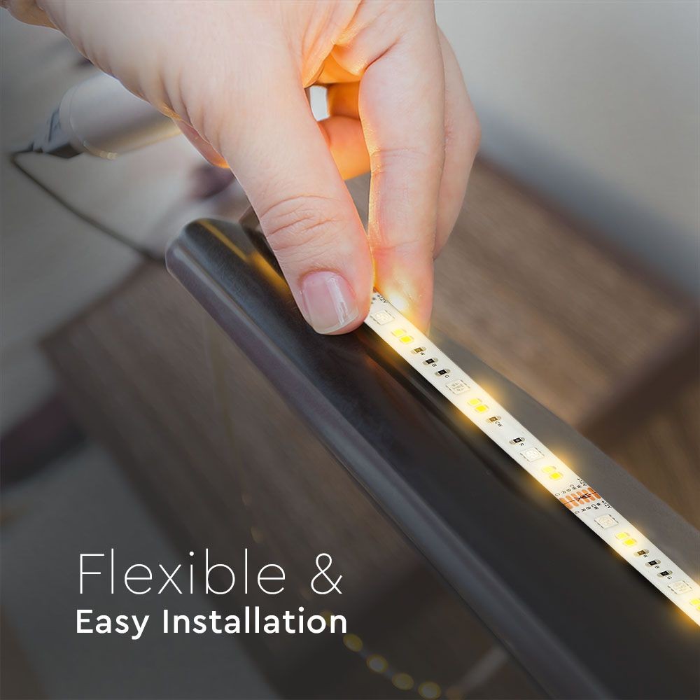 90 LED Strip Sæt - IP65 RGB+3in1 Striplys, kompatibel med Alexa og Google Home, EU-stik