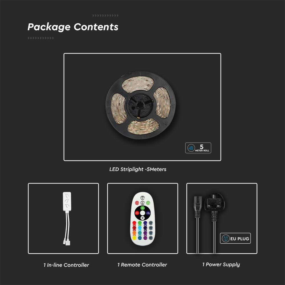 90 LED Strip Sæt - IP65 RGB+3in1 Striplys, kompatibel med Alexa og Google Home, EU-stik