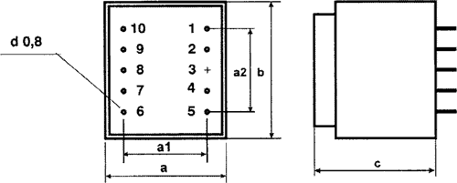 230V printtransformator - 2,5VA 1x12V / 1x208,3mA