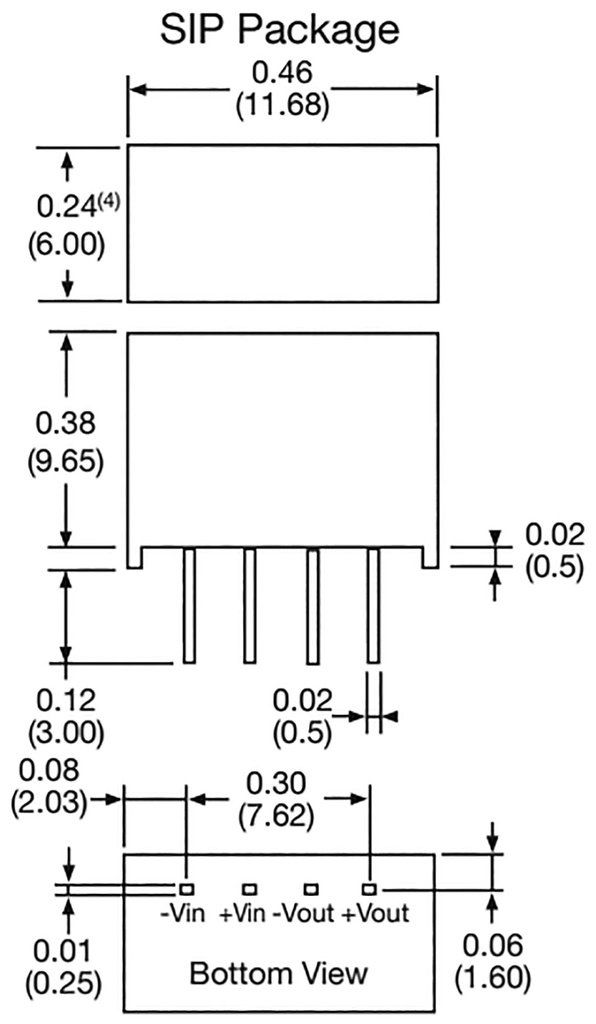 DC/DC konverter - 12 ind 12V ud, 84mA, 1W (SIP)