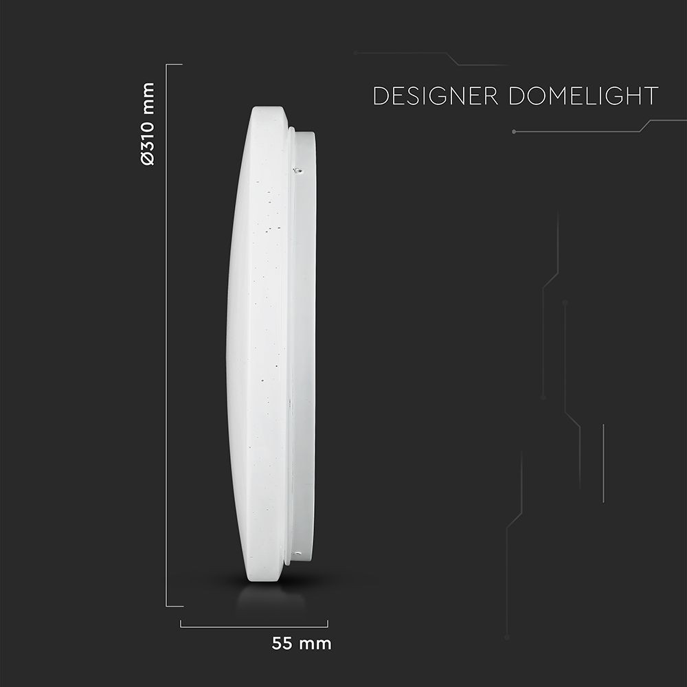 18W LED Dome Lys - 300mm Stjerneoverflade, CCT 3i1, Rundt