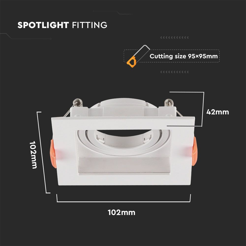 V-Tac Pro GU10 Firkantet Hvid Lampe med 3 års garanti