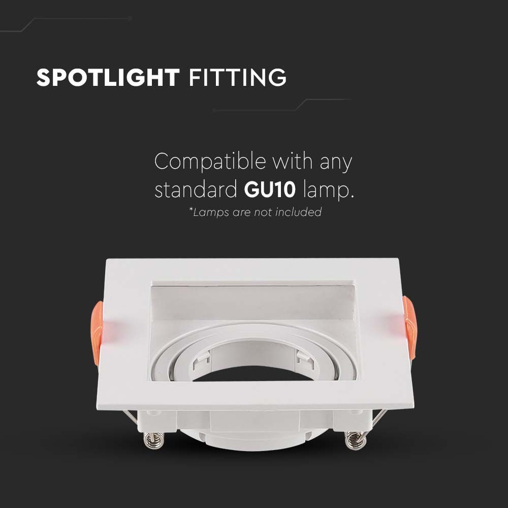 V-Tac Pro GU10 Firkantet Hvid Lampe med 3 års garanti