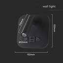 LED sengelampe med vægmontering, USB/PD opladning, 8W, CREE-chip, 3000K, sort