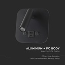 LED sengelampe med vægmontering, USB/PD opladning, 8W, CREE-chip, 3000K, sort