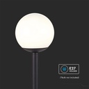 V-Tac Pro Standlampe (1*E27) - Mat Sort, Opal Plast Kugle - 3 års garanti