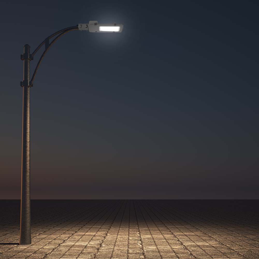 50W LED Gadelygte med Samsung chip, 4000K, Grå hus - 5750lm, RA80, IP65 - 5 års garanti