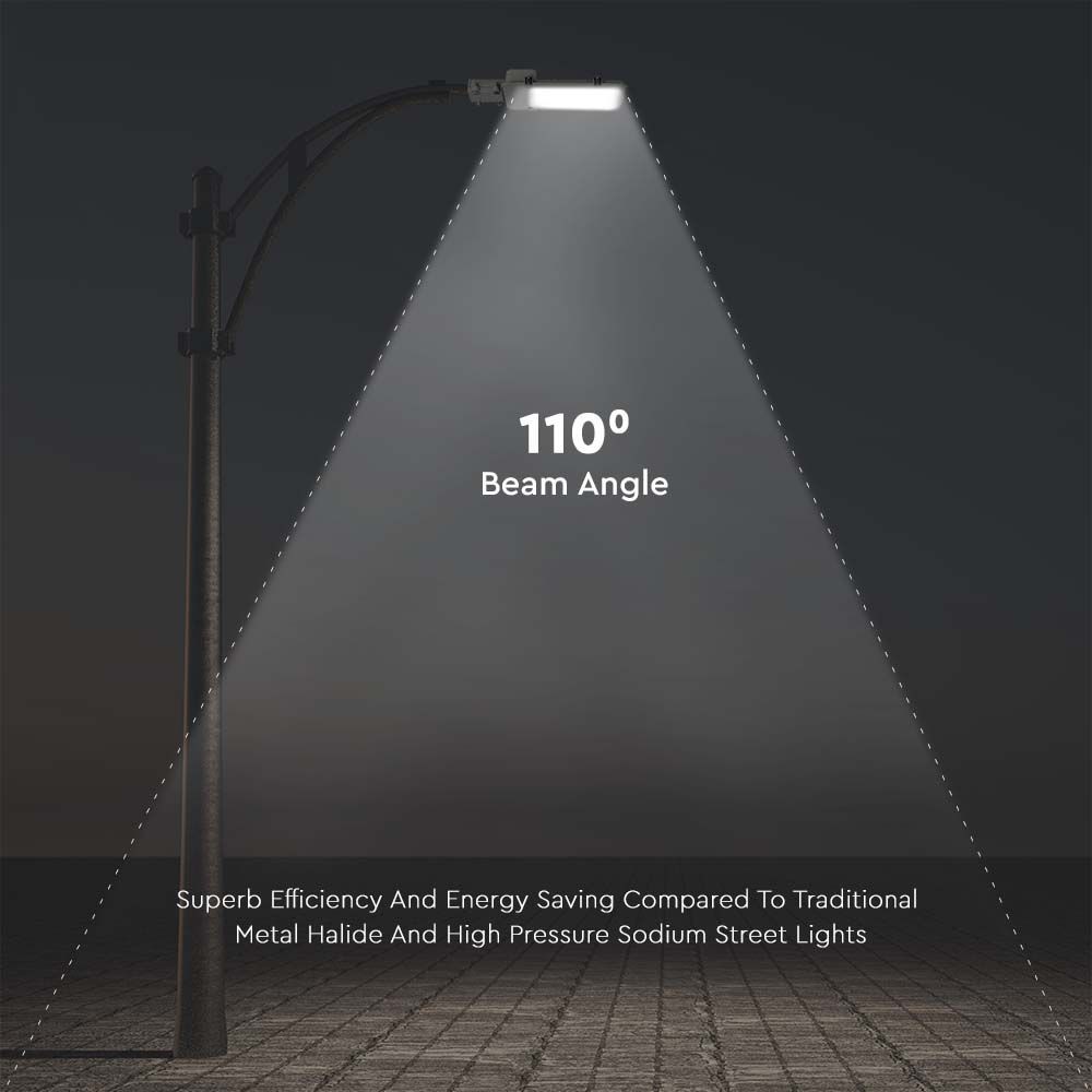 50W LED Gadelygte med Samsung chip, 4000K, Grå hus - 5750lm, RA80, IP65 - 5 års garanti