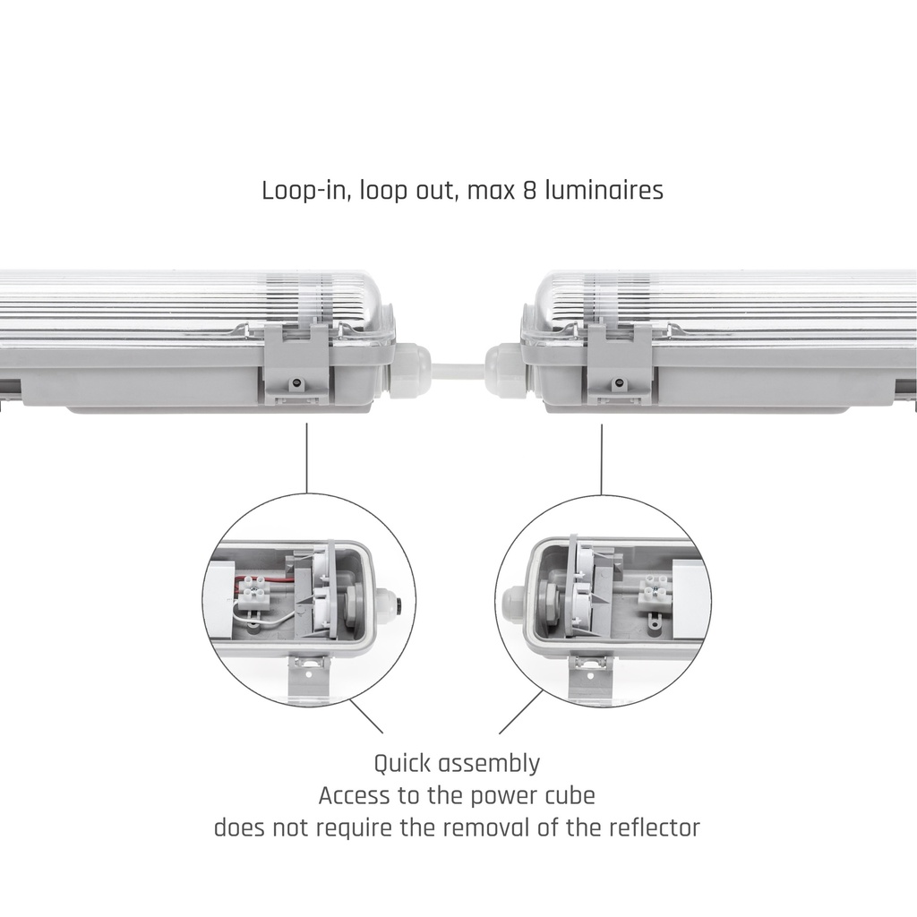 Limea LED armatur for LED rør 2x150cm IP65