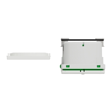 LK Fuga Wiser stikkontakt med afdækning og jord, 1½ modul, hvid