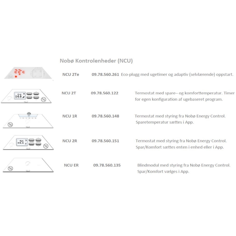 Nobø varmeliste 500W 230V uden termostat