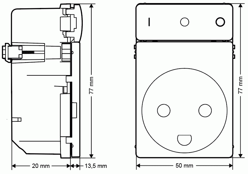 LK Fuga Wiser stikkontakt med afdækning og jord, 1½ modul, hvid