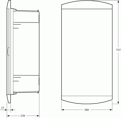Planforsænket målertavle PME150-1 f. leds. tilslut